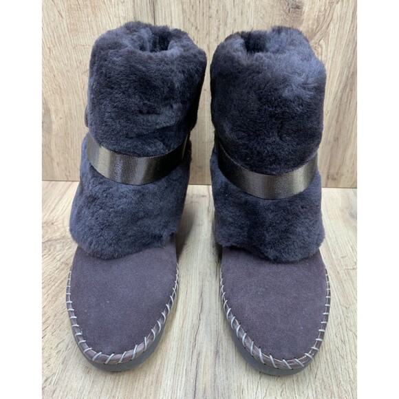 Jessica Simpson Women's Micro Suede Boot Bootie Slippers Fur Lining Brown Size 9 - Picture 4 of 16